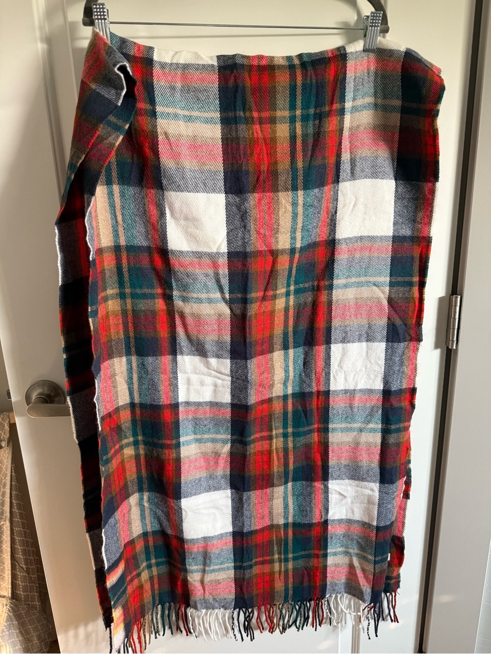 J. Crew Plaid Fringe Blanket Scarf with Fringe